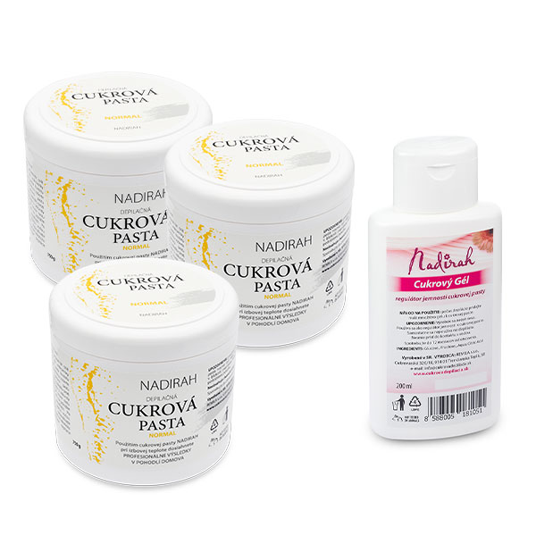 Cukrová pasta Nadirah 750g Normal 3ks + cukrový gel